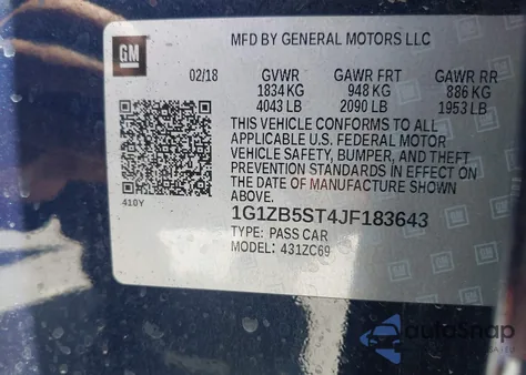 2018 Chevrolet Malibu 1Ls from USA, damaged, VIN 1G1ZB5ST4JF183643